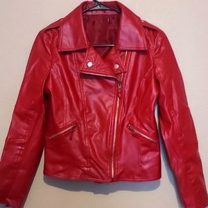 Red leather jacket